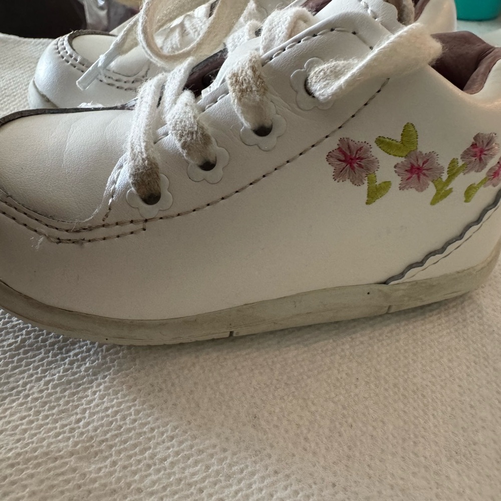 Stride Rite White Sneakers with Pink Floral Design